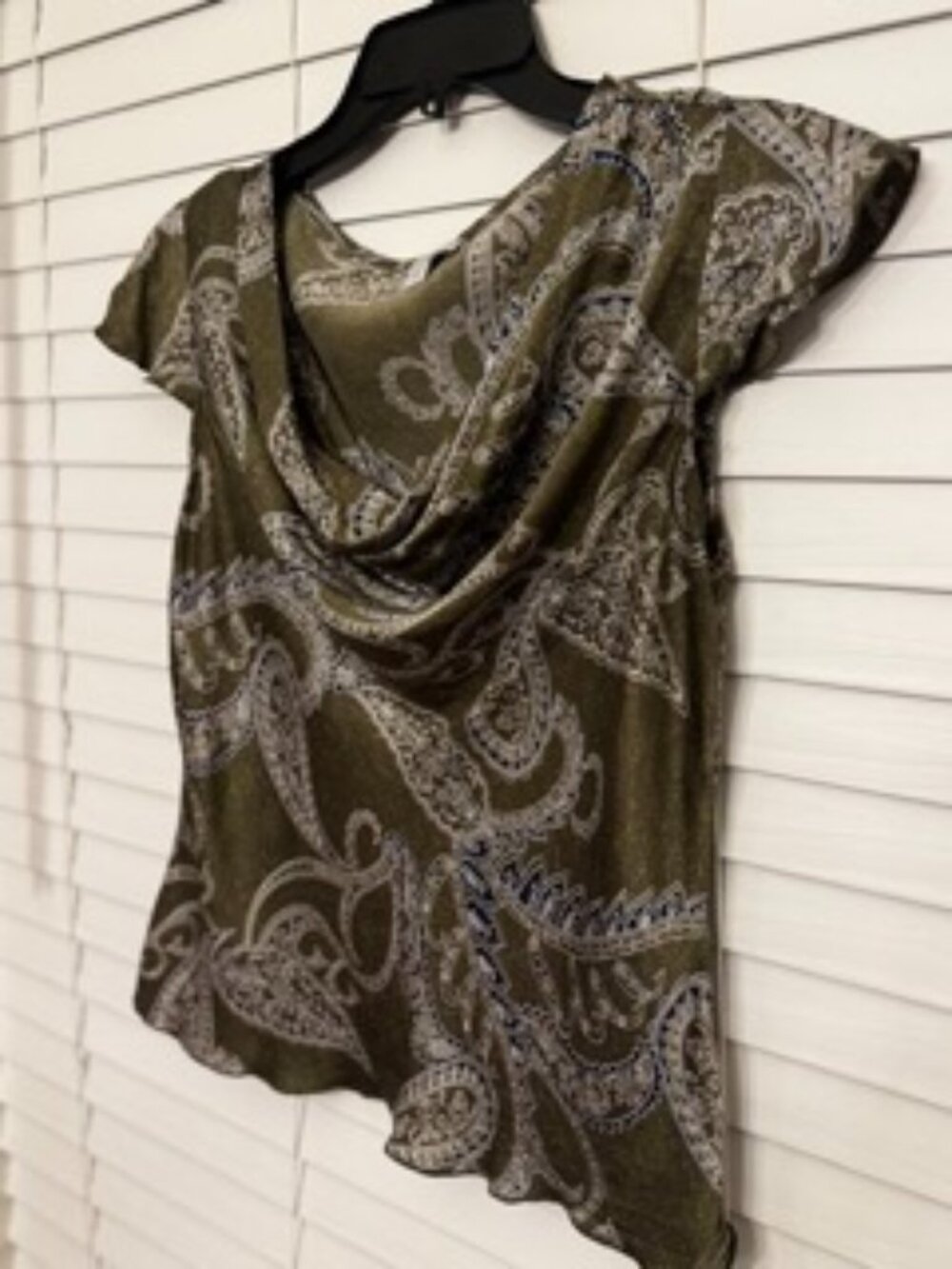 Y2K Apt 9 Womens 100% Silk Top S Green Paisley Whimsical Forest Fairy Dainty